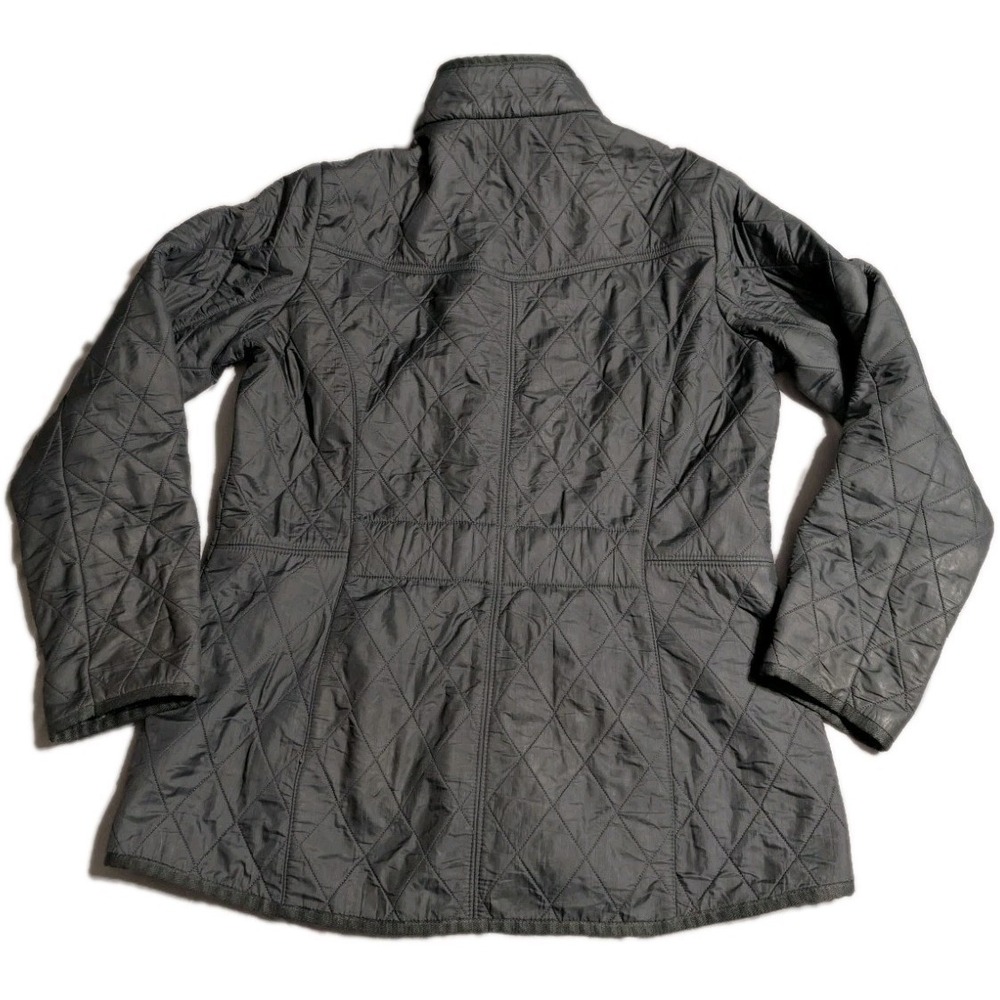 Barbour Quilted Jacket Womens US 10 Gray Fleece Lined Snap Zip Coat UK 14 - Picture 2 of 10
